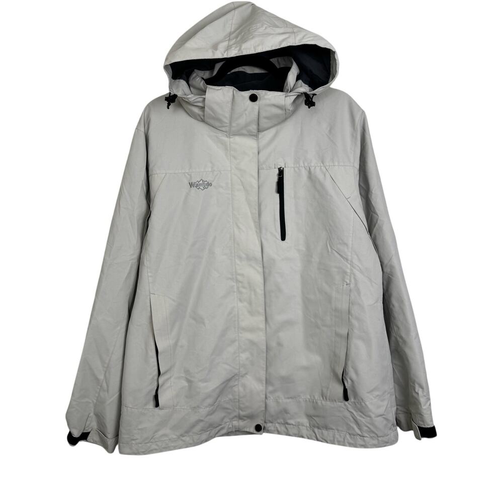 Wantdo Women's Waterproof Ski Jacket Size Large White Cream Hooded Adjustable